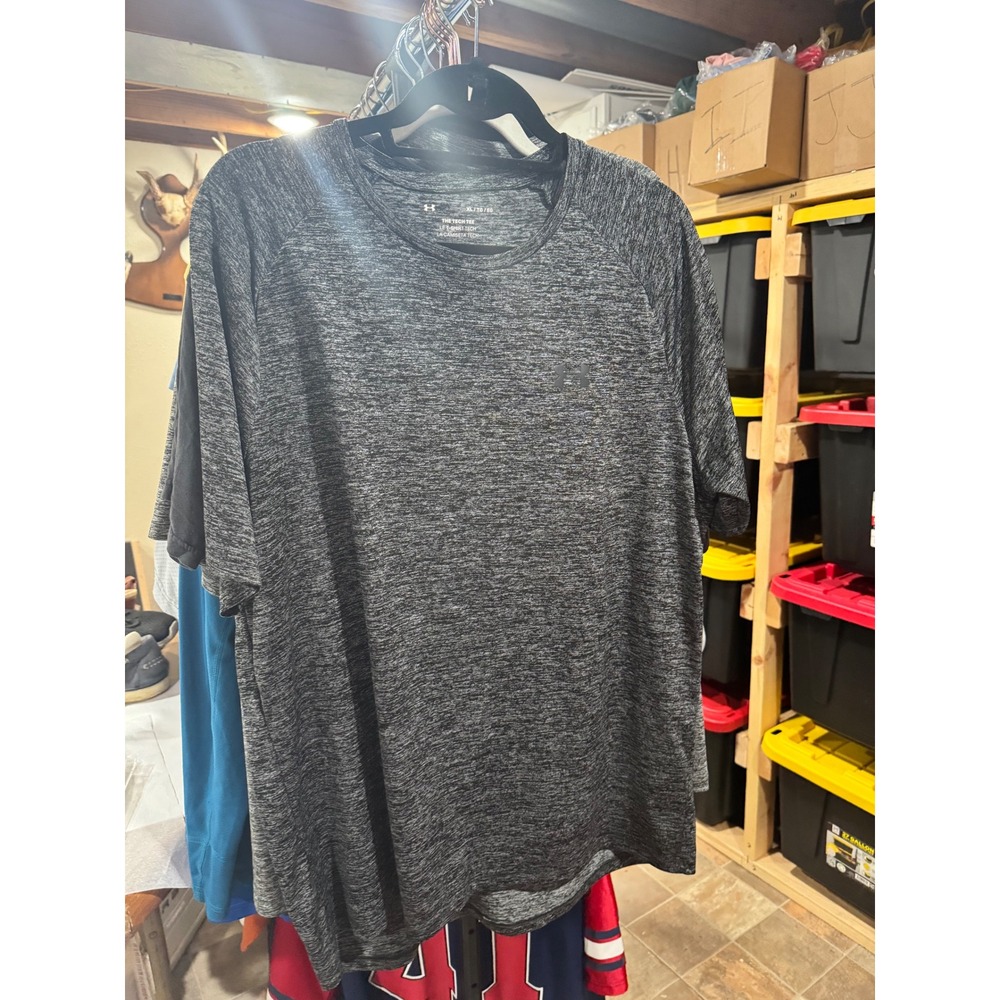Under‎ Armour Mens Tech Tee XL Charcoal Grey Heather Space Dye Training Shirt